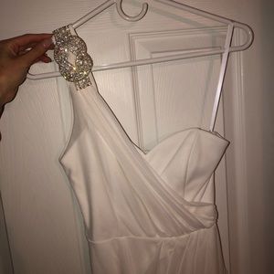 Xscape One Shoulder White Gown